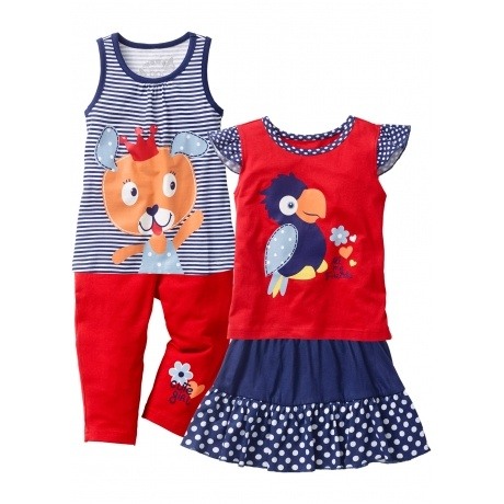 Top + T-Shirt + Rock + 3/4 Leggings (4-tlg.)