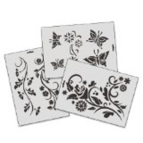 A4 Textil / Wand Schablonen SET-005 Floral A