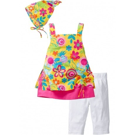 Kleid + Leggings + Kopftuch (3-tlg. Set) ohne Ärmel