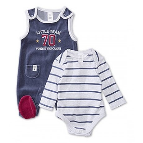 Baby Strampler-Set in blau / grau