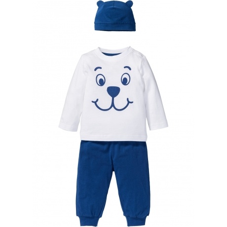 Baby Langarmshirt + Jerseyhose + Mütze (3-tlg)