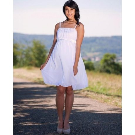 Umstandskleid Umstandsbrautkleid Chiffon yw weiß