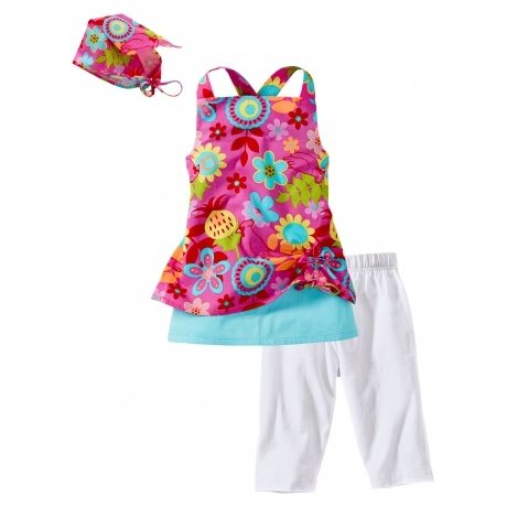 Kleid + Leggings + Kopftuch (3-tlg. Set) ohne Ärmel