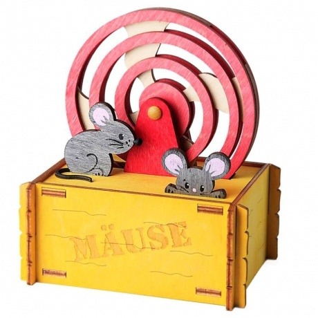 Spardose - Geldrad mit Maus, gelb