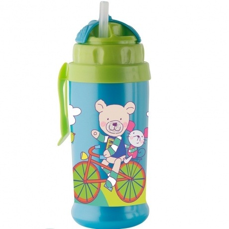 Trinkflasche mit Trinkhalm