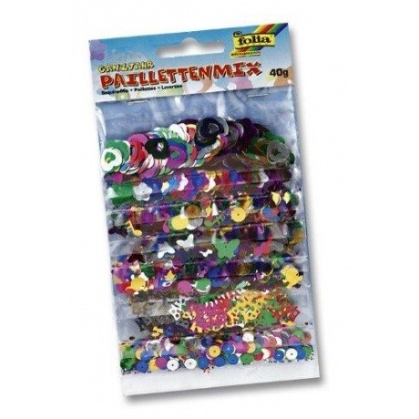 Paillettenmix Ganzjahr, 40 g, verschiedenen Formen und Farben sortiert