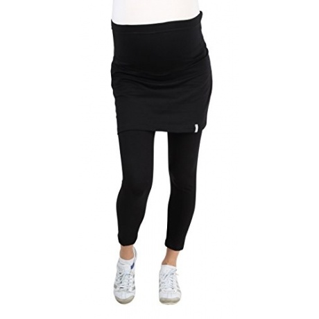 Umstandsleggings mit Rock, hochwertige Baumwolle, Modell PENTI - schwarz, 3/4, XL