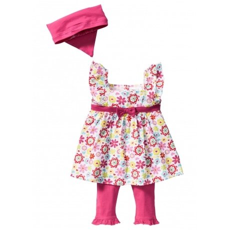 Baby Kleid + Leggings + Tuch (3-tlg.)
