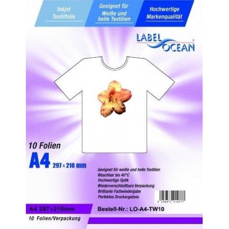 10 Blatt DIN A4 Textilfolie