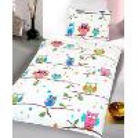 Kinderbettwäsche Eulen, Cretonne, weiß, 100 x 135 cm