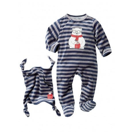 Weihnachtsstrampler mit Schmusetuch