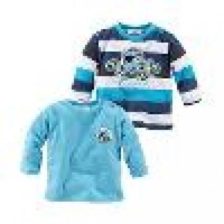 Langarmshirts (2 Stck.) für Baby Jungen, türkis + geringelt