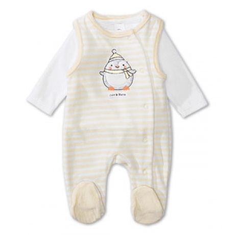 Baby Strampler-Set in weiss / gelb