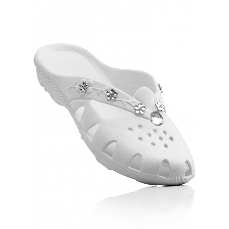 Pantolette mit Strass in weiß