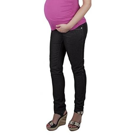 Mija - Umstandshose mit Bauchband / Denim Rohrenjeans Slim 9044 (46, Schwarz)