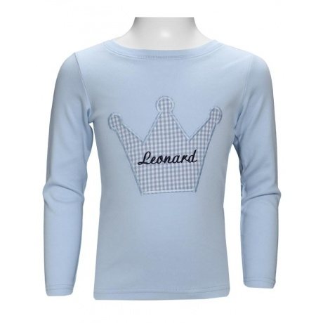 Langarmshirt mit Vichy-Krone (personalisiert)