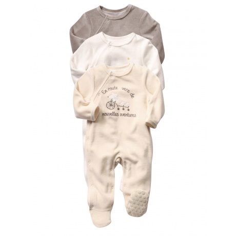 HAPPY PRICE 3er-Pack Samt-Strampler