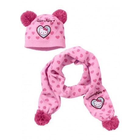 Pudelmütze + Schal "HELLO KITTY"