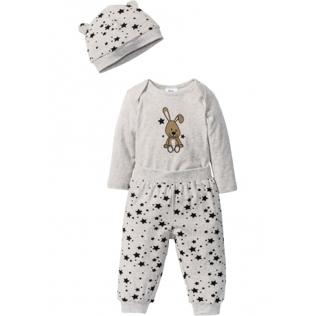 Baby Langarmbody + Shirthose + Mütze (3-tlg.)