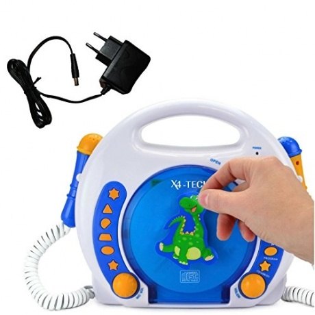 X4-Tech Bobby Joey Kinder CD-Player MP3 Blau-Weiss-Orange incl. Netzadapter
