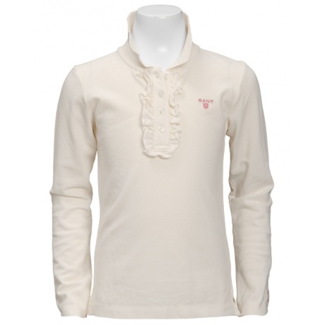 Polo-Langarm-Shirt mit Rüschen