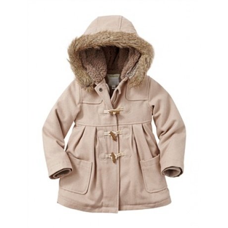 Mädchen-Dufflecoat mit Teddyfleecefutter