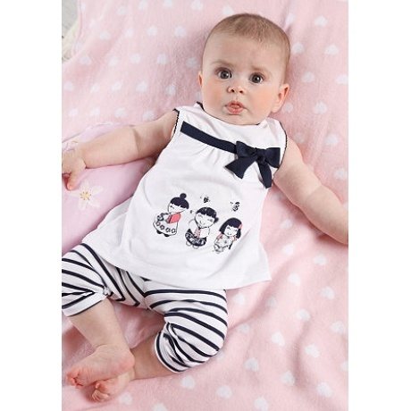 Kleid und Leggings, für Babys (Set, 2-tlg.), weiß/blau