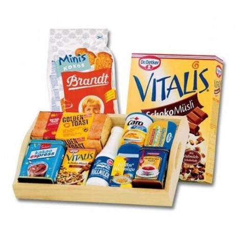 Tanner Frühstückstablett mit Lebensmitteln