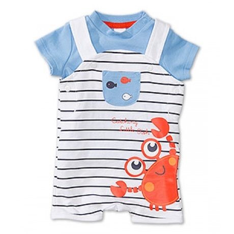 Baby Strampler-Set in blau / weiss