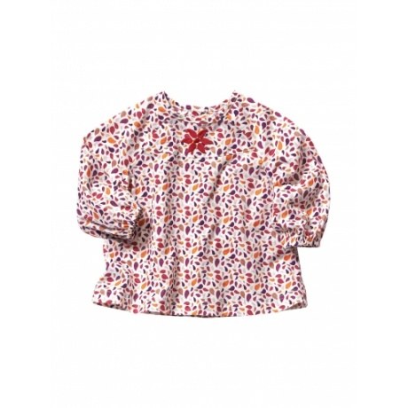 Bluse Baby Mädchen, luftiger Baumwoll-Voile Beige Bedruckt